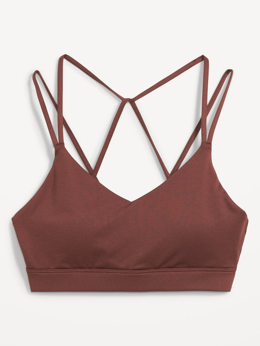 Light Support Strappy V-Neck Sports Bra for Women