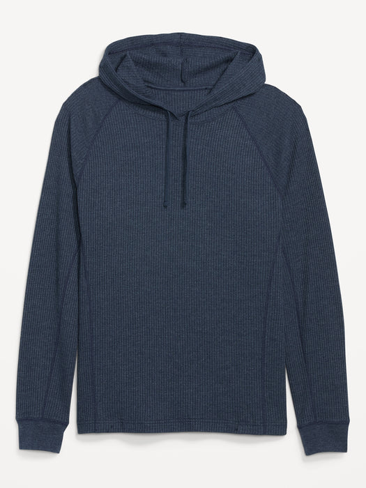 Thermal-Knit Pullover T-Shirt Hoodie for Men - Blue