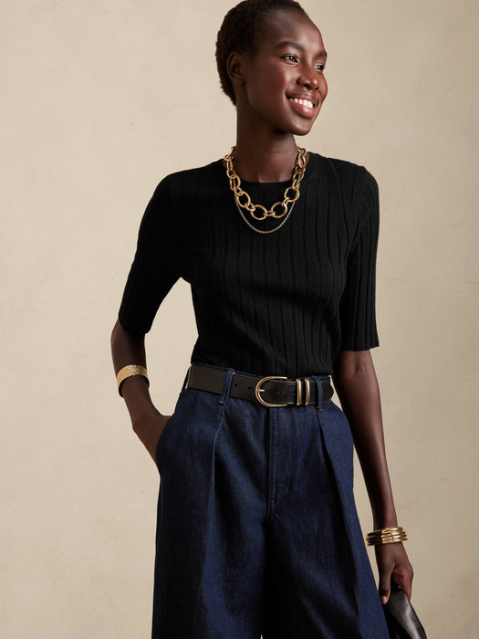 Petite Carino Merino Sweater - Black