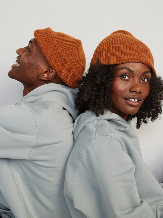 Gender-Neutral Rib-Knit Beanie Hat for Adults - Brown
