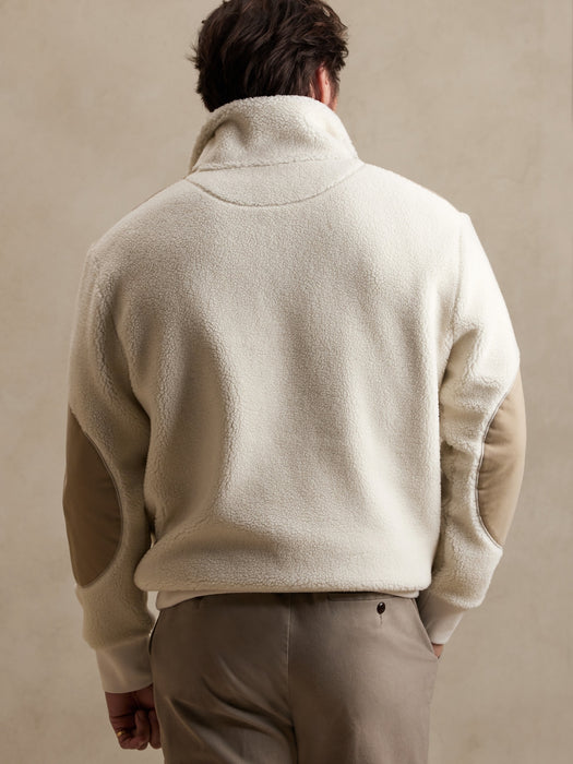 Half-Zip Sherpa Sweater - Transition Cream White