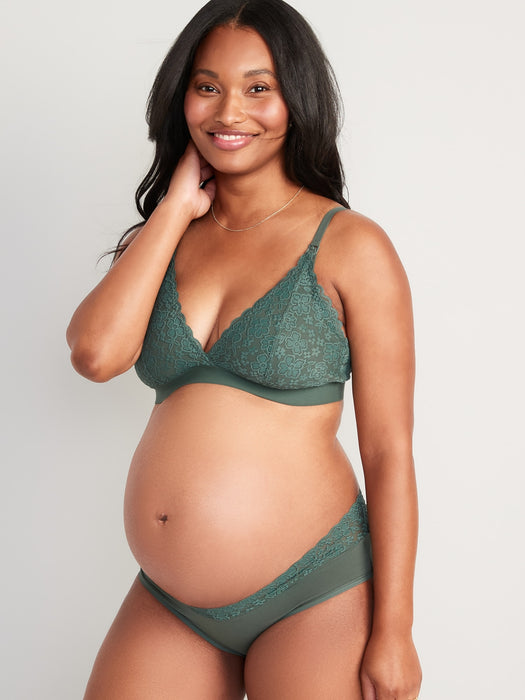 Maternity Lace Nursing Bralette - Green