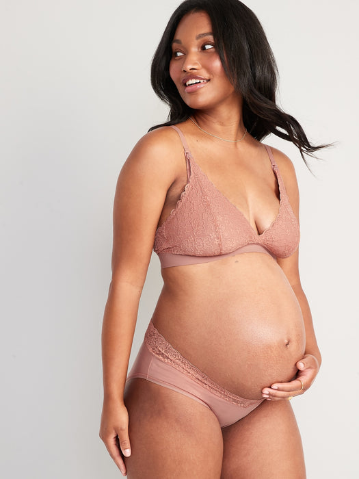 Maternity 2-Pack Lace-Trim Supima® Cotton-Blend Below-Bump Bikini Underwear