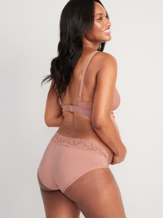 Maternity 2-Pack Lace-Trim Supima® Cotton-Blend Below-Bump Bikini Underwear