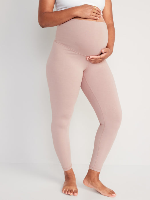 Maternity Rollover-Waist PowerChill 7/8-Length Leggings - Pink