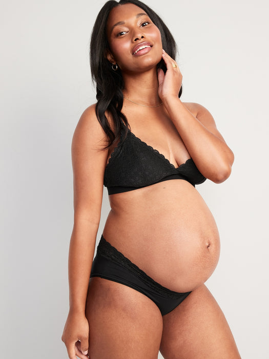 Maternity 2-Pack Lace-Trim Supima® Cotton-Blend Below-Bump Bikini Underwear