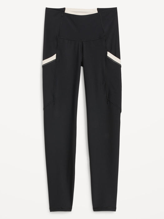 High-Waisted PowerSoft Side-Pocket 7/8-Length Leggings for Women - Black