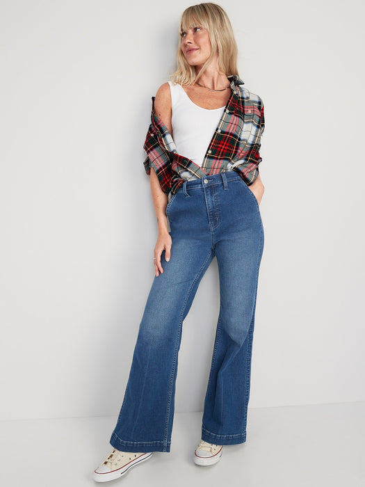 Long-Sleeve Plaid Flannel Boyfriend Tunic Shirt for Women