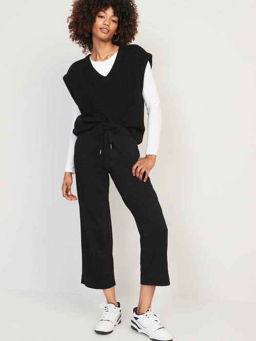 High-Waisted Cropped Straight Sweatpants for Women