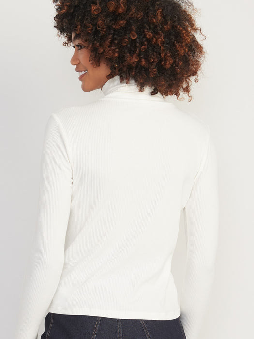 Long-Sleeve Rib-Knit Turtleneck Top 2-Pack for Women - White