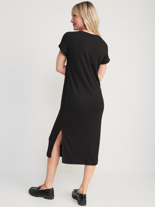Rib-Knit Midi Shift Dress for Women