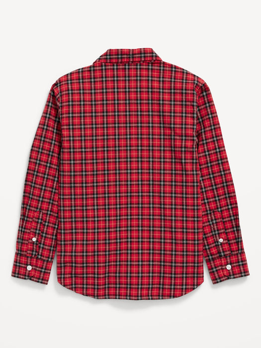 Patterned Poplin Built-In Flex Shirt for Boys - Red