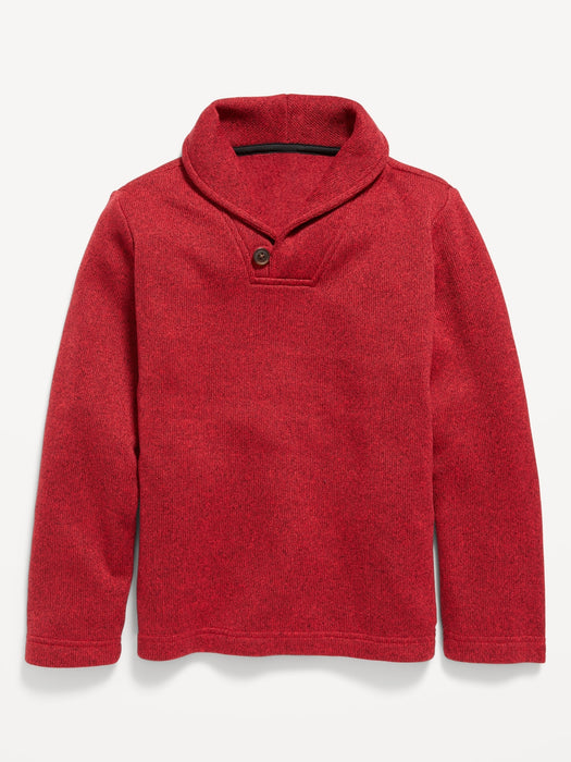 Shawl-Collar Sweater-Fleece Pullover for Boys - Red