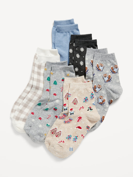 Patterned Quarter-Crew Socks 6-Pack for Women - Multi