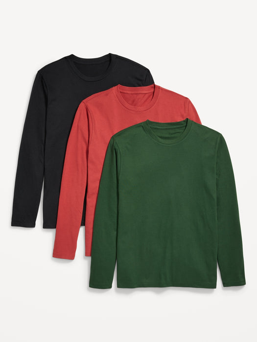 Soft-Washed Long-Sleeve T-Shirt 3-Pack for Men - Red