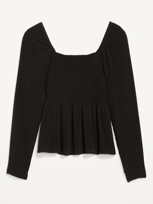 Cutout Smocked Babydoll Swing Blouse for Women