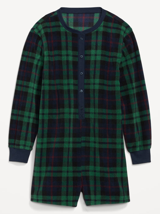 Fleece Henley Pajama Romper -- 3.5-inch inseam