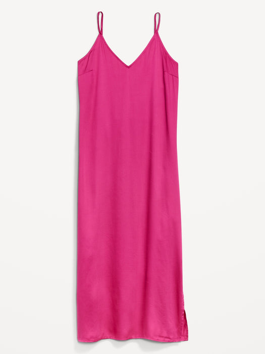 Satin Smocked Midi Slip Dress for Women