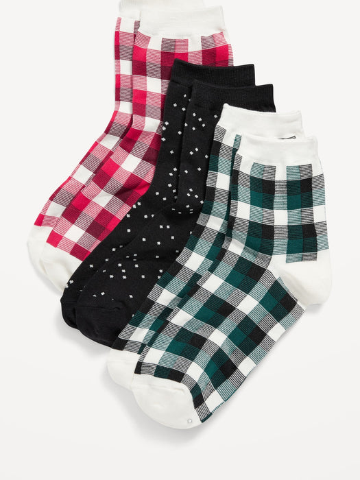 Novelty Quarter Crew Socks 3-Pack For Women - Multi