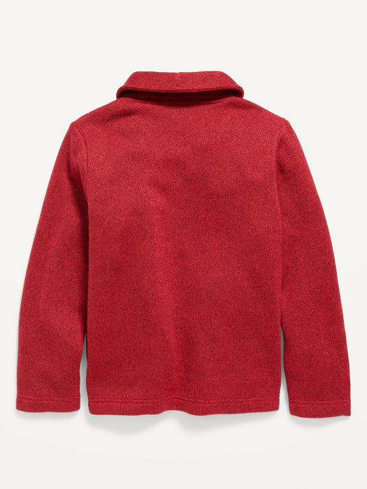 Shawl-Collar Sweater-Fleece Pullover for Boys - Red