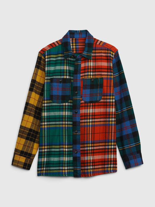 Kids 100% Organic Cotton Flannel Shirt - multi plaid