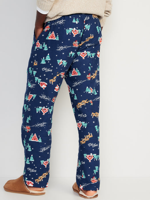 Printed Flannel Pajama Pants for Men - Blue