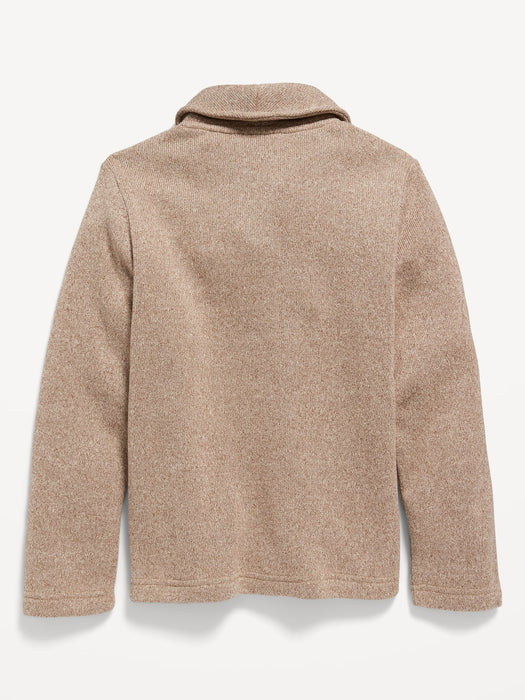 Shawl-Collar Sweater-Fleece Pullover for Boys - Beige