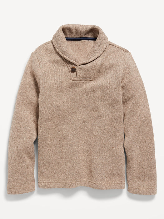 Shawl-Collar Sweater-Fleece Pullover for Boys - Beige