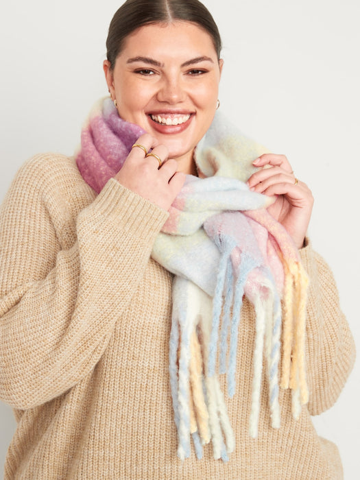 Cozy Soft-Brushed Patterned Scarf for Women - Multi