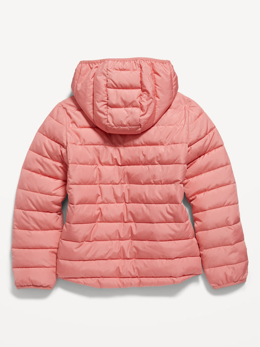 Water-Resistant Narrow-Channel Puffer Jacket for Girls - Silver