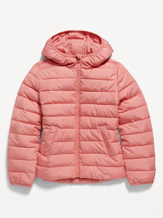 Water-Resistant Narrow-Channel Puffer Jacket for Girls - Silver