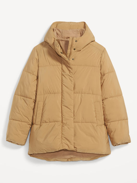 Water-Resistant Hooded Puffer Jacket for Women