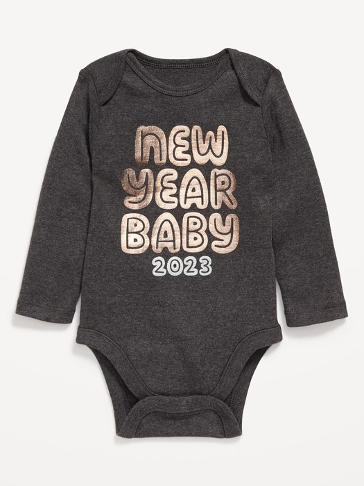 Unisex Long-Sleeve "New Year Baby 2023" Graphic Bodysuit for Baby