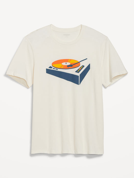 Soft-Washed Graphic T-Shirt for Men - White