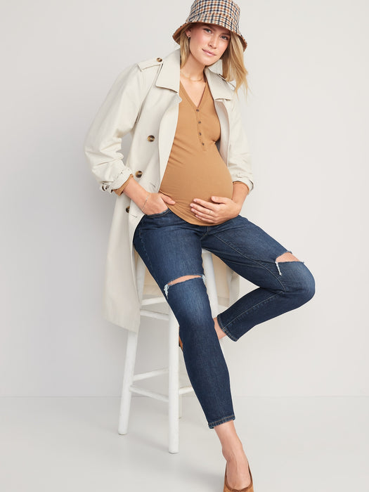 Maternity Full Panel O.G. Straight Ripped Ankle Jeans