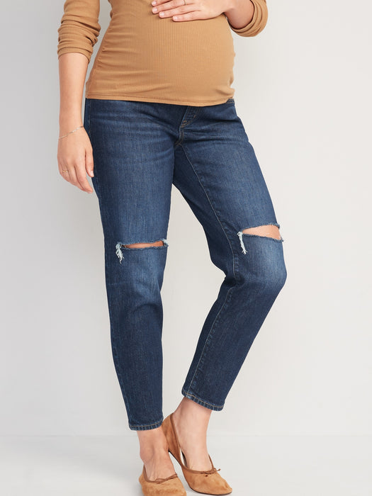 Maternity Full Panel O.G. Straight Ripped Ankle Jeans