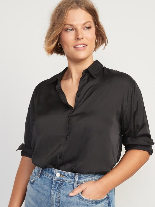 Satin Boyfriend Shirt for Women
