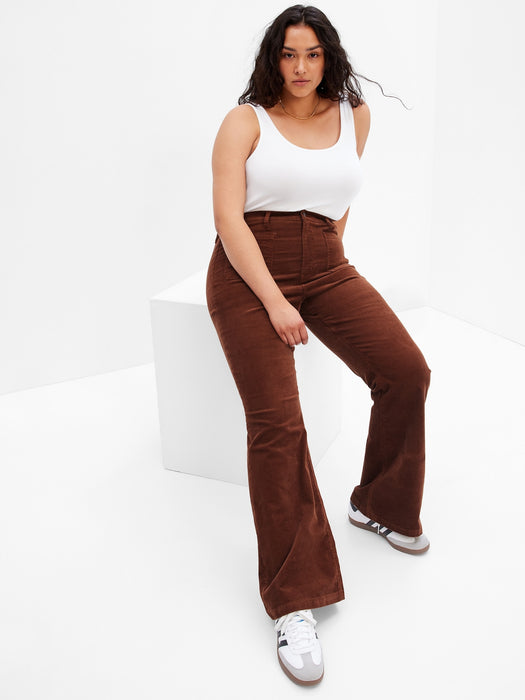 High Rise Corduroy '70s Flare Jeans with Washwell