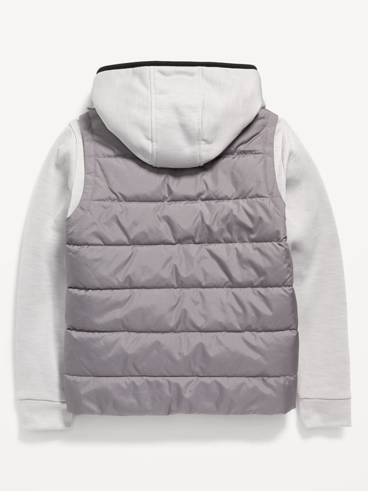 Gender-Neutral Techie Fleece Hybrid Hoodie Zip-Front Jacket for Kids