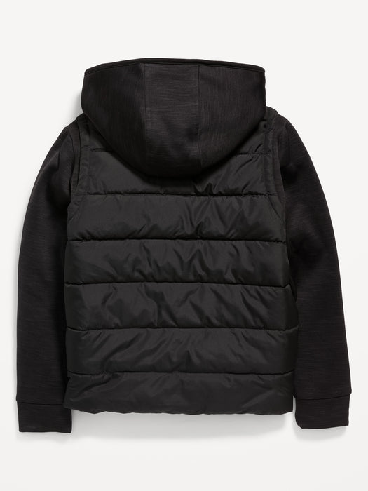 Gender-Neutral Techie Fleece Hybrid Hoodie Zip-Front Jacket for Kids