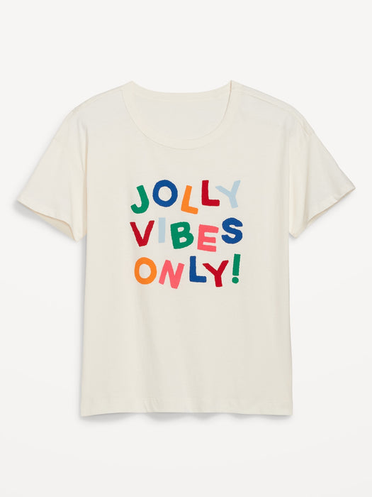 Matching Holiday Graphic Easy T-Shirt for Women - Yellow