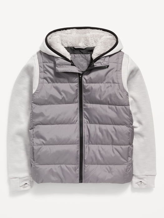 Gender-Neutral Techie Fleece Hybrid Hoodie Zip-Front Jacket for Kids