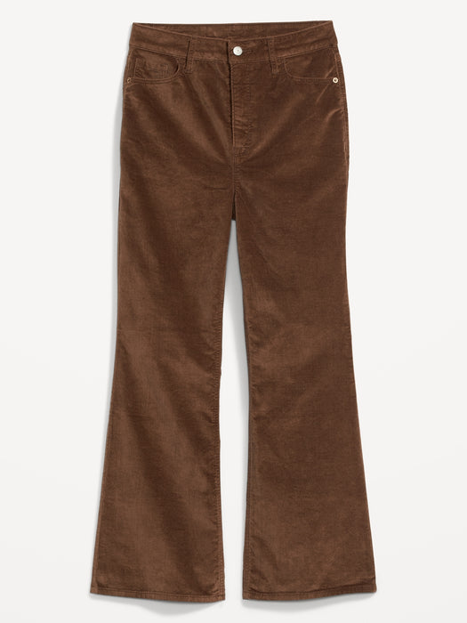 Higher High-Waisted Cropped Velvet Flare Pants for Women
