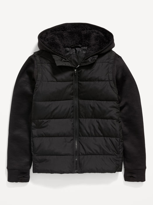 Gender-Neutral Techie Fleece Hybrid Hoodie Zip-Front Jacket for Kids