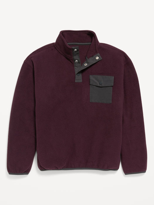 Mock-Neck Snap-Front Micro Fleece Pullover Sweatshirt for Boys - Purple