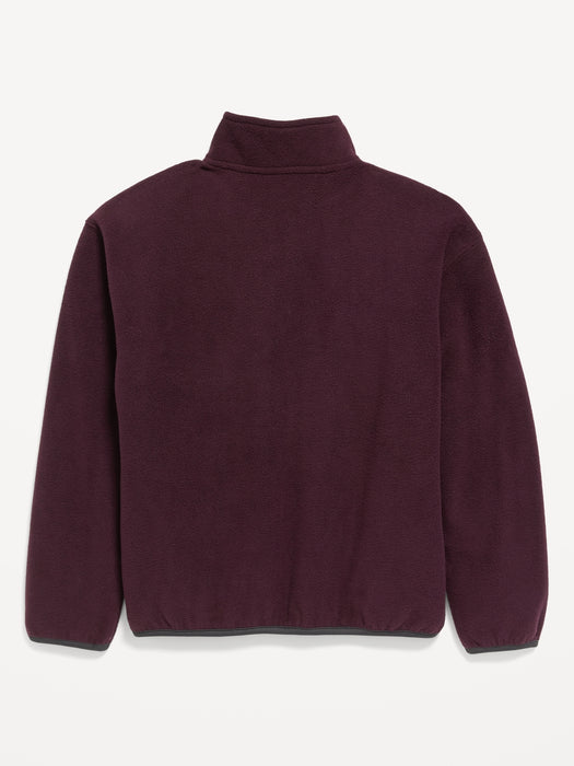 Mock-Neck Snap-Front Micro Fleece Pullover Sweatshirt for Boys - Purple
