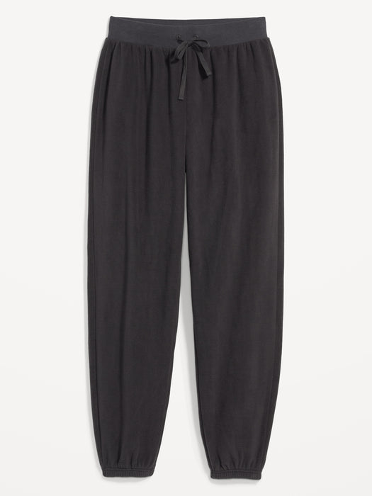 High-Waisted Microfleece Lounge Jogger Sweatpants for Women - Black
