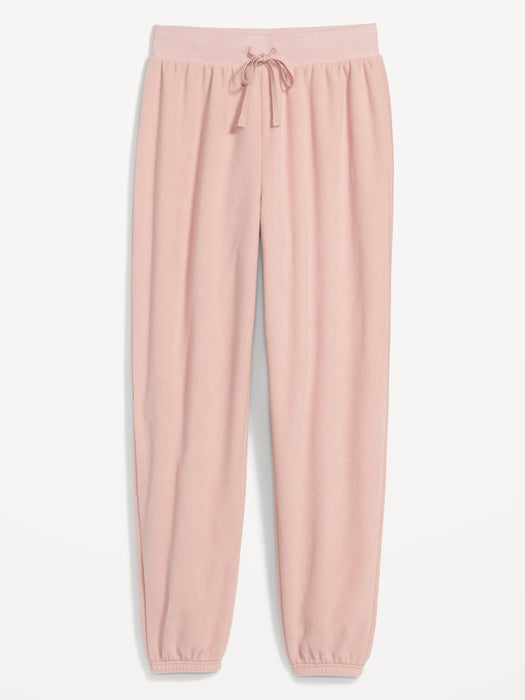 High-Waisted Microfleece Lounge Jogger Sweatpants for Women - Pink