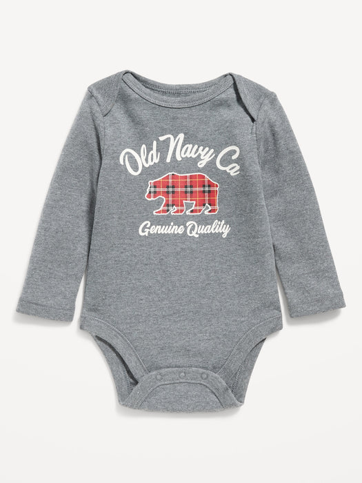 Unisex Long-Sleeve Logo-Graphic Bodysuit for Baby - Black