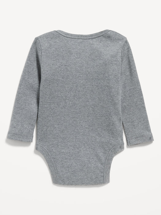 Unisex Long-Sleeve Logo-Graphic Bodysuit for Baby - Black